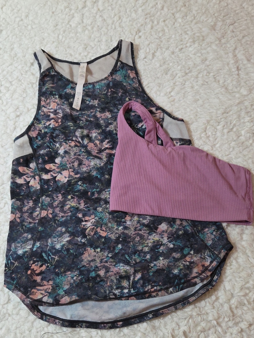 Lululemon Ribbed Asymmetrical Yoga Bra Sz 2 Velvet Dast/ Sculpt Tank Il Sz 2